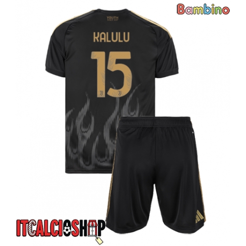 Juventus Pierre Kalulu #15 Terza Maglia Bambino 2026-27 Manica Corta (+ Pantaloni corti)